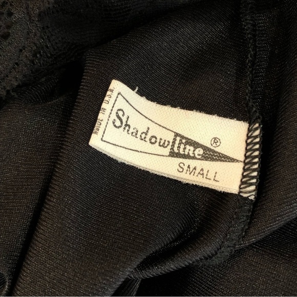 Vintage Shadowline black sheer short slip lace bodice made in USA glam sissy S - Picture 7 of 10